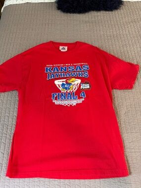TWO vintage Kansas Jayhawks 100% Cotton Short Sleeve Tees!